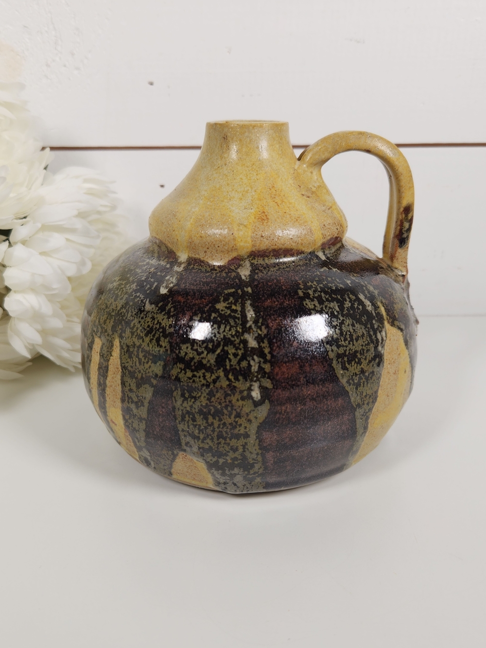Vintage Rustic Signed Studio Pottery Jug | Organic Modern | Pottery Art